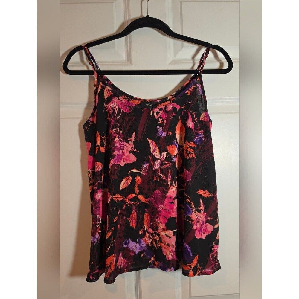 Apt 9 Black Colorful Floral Soaghetti Strap Semi Sheer Tank L